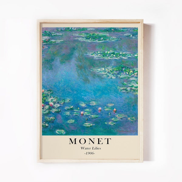 Monet Water Lilies, Monet Exhibition Poster, Monet Wall Art, Claude Monet Print, Monet Print Download, Monet Digital Print