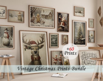 vintage christmas prints download | christmas printables | christmas prints digital download | christmas printable wall art