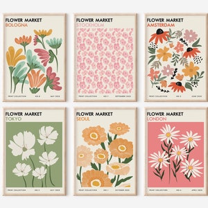 Set of 6 Flower Market Prints, Flower Market Poster, Gallery Wall Set, Digital Print Set, Flower Market Set, Digital Download
