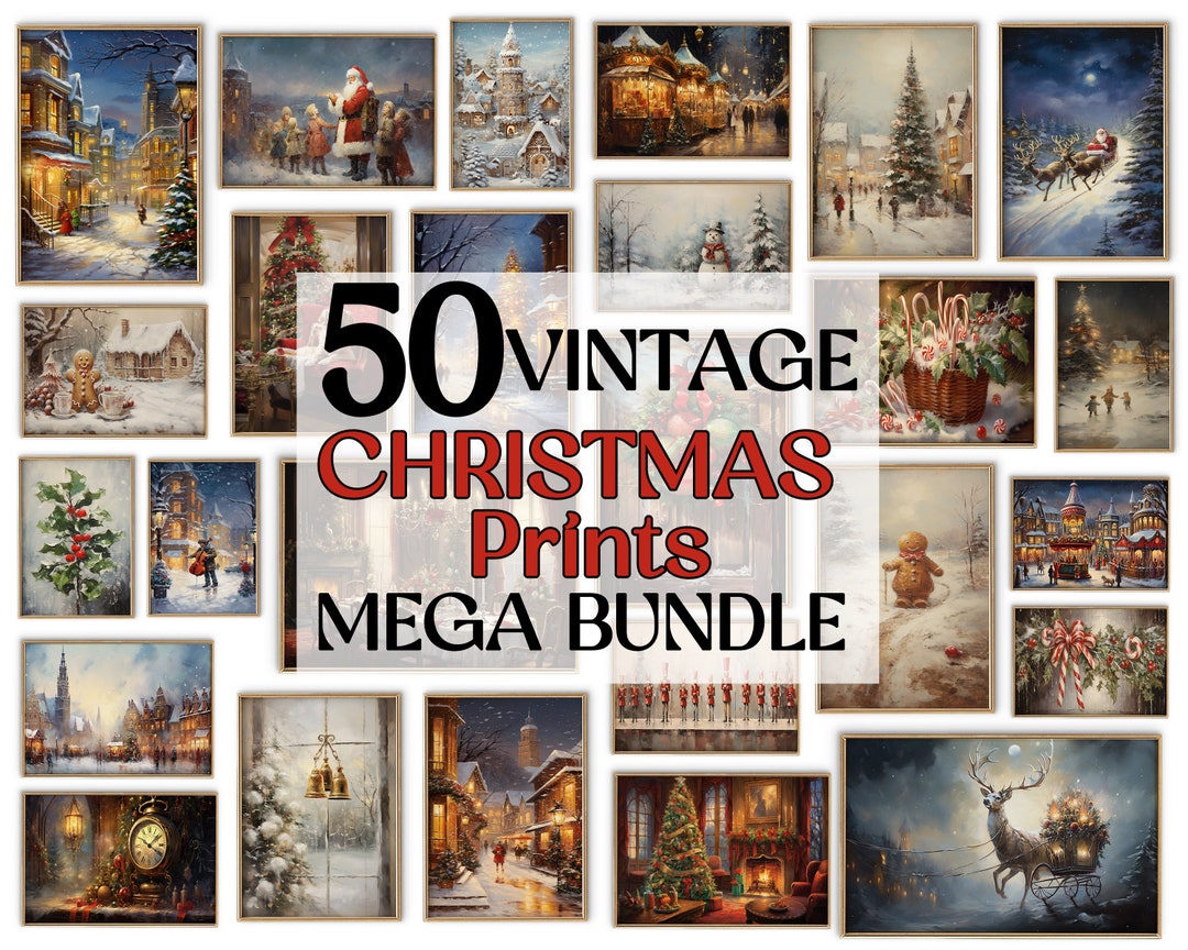 Vintage Christmas Prints MEGA BUNDLE, Vintage Christmas Printables ...