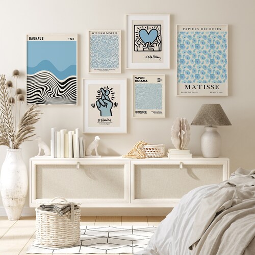 Set of 6 Blue Gallery Wall Yayoi Kusama Print Gallery Wall Etsy