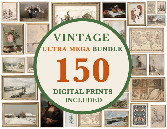 Pacchetto MEGA stampe vintage, arte da parete stampabile, arte da parete  vintage, set da parete per galleria vintage, stampe paesaggistiche,  download di stampe d'arte -  Italia