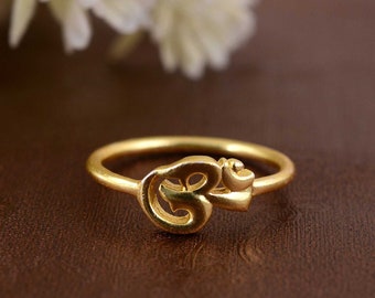 Om Ring, Brass Ring, Designer Brass Ring, Om Stacking Ring, Dainty Ring, Handmade Ring, Meditation Ring, Religious Ring, Yoga Ring