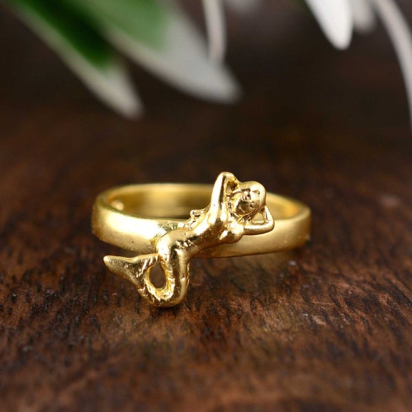 Mermaid ring, 14K Gold Mermaid ring, Myth ring, Midi ring, Mermaid Jewelry, Gift for her, Ocean Jewelry, Jewelry on sale