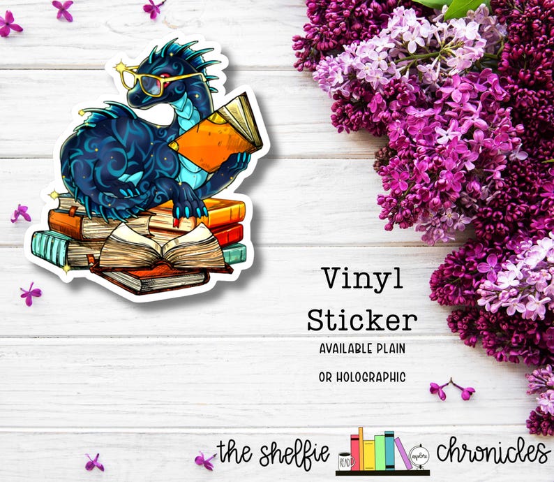 Book Dragon [V 168] - Vinyl Sticker - Etsy