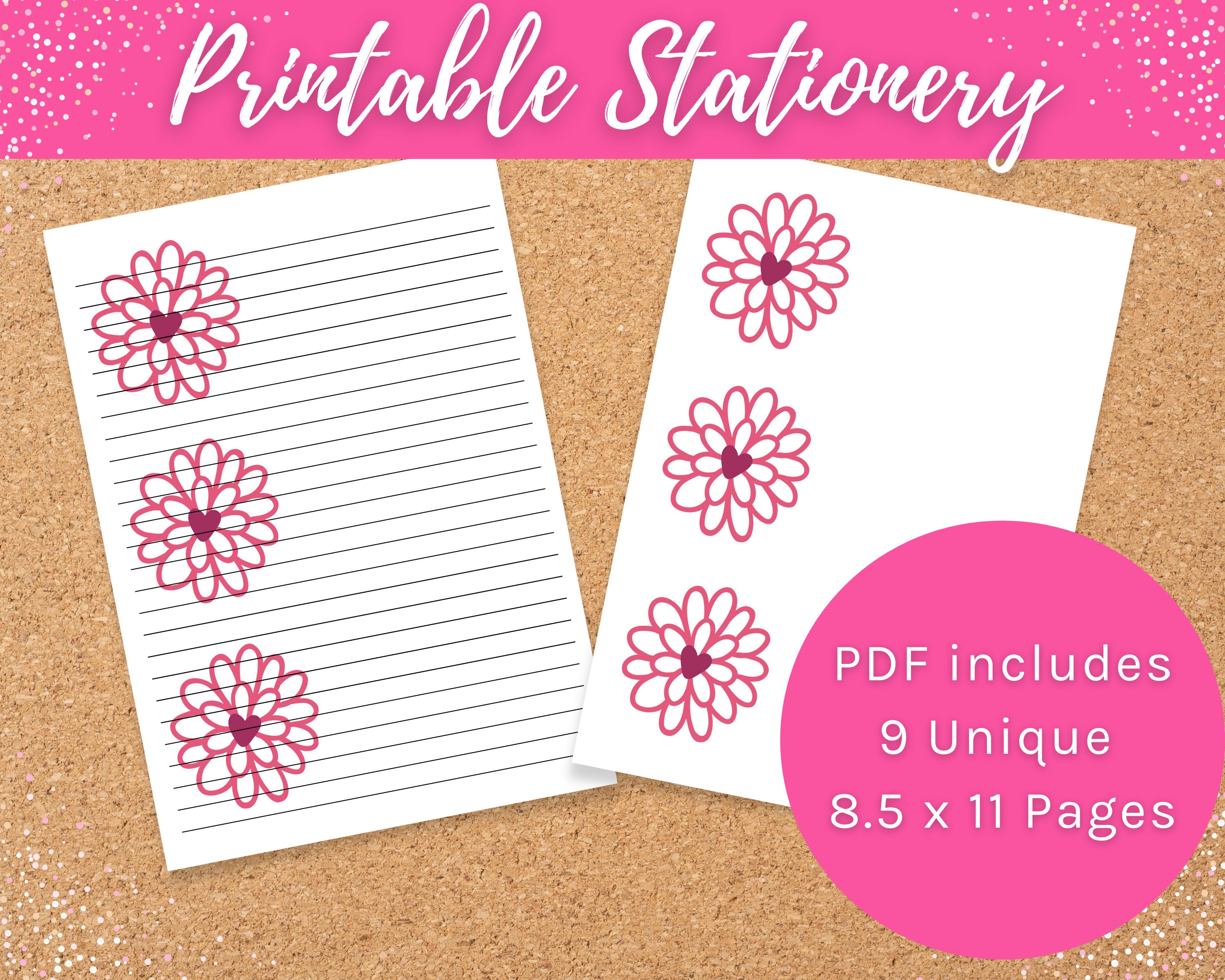 lined notebook journal paper printable pink lined note paper etsy