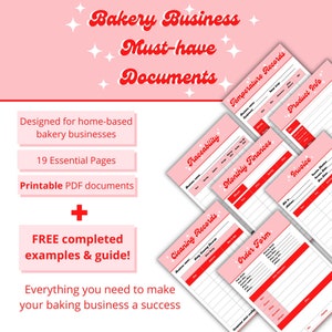 Essential Bakery Business Templates Cake Business Planner Cake Order Form Baking Business Invoice Printable PDF Baking Planner Home Bakery