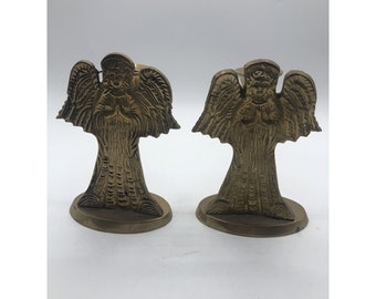 2 Vintage Jainson Brass Angel Candle Holder Made In India