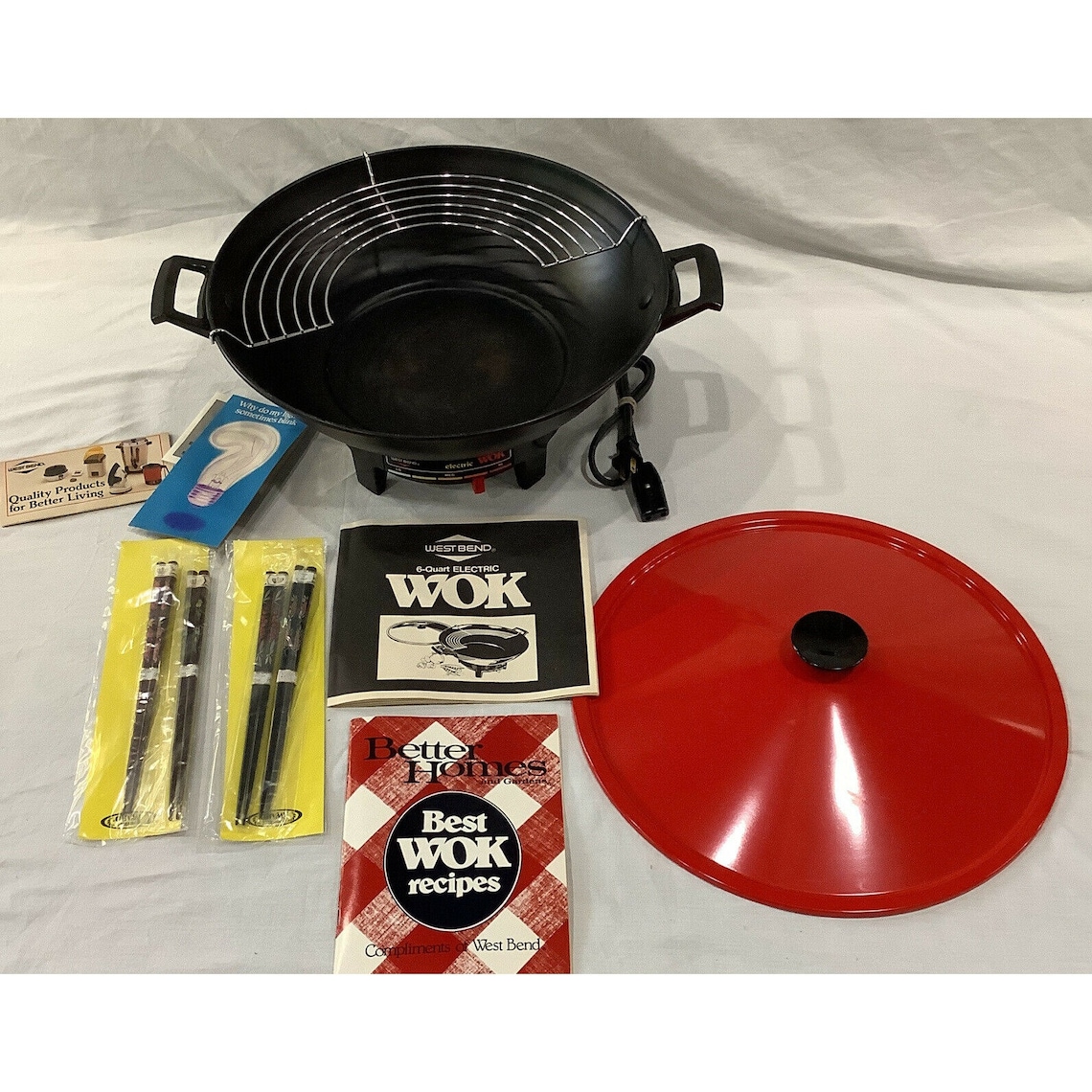 Vintage 1987 West Bend 6 Quart Electric Wok With Chopsticks Etsy