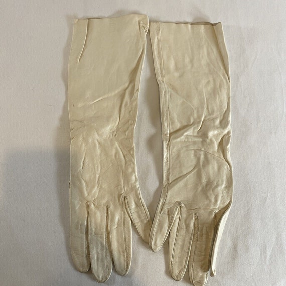 Vintage 13” Leather 7 Stetson Gloves White - image 1