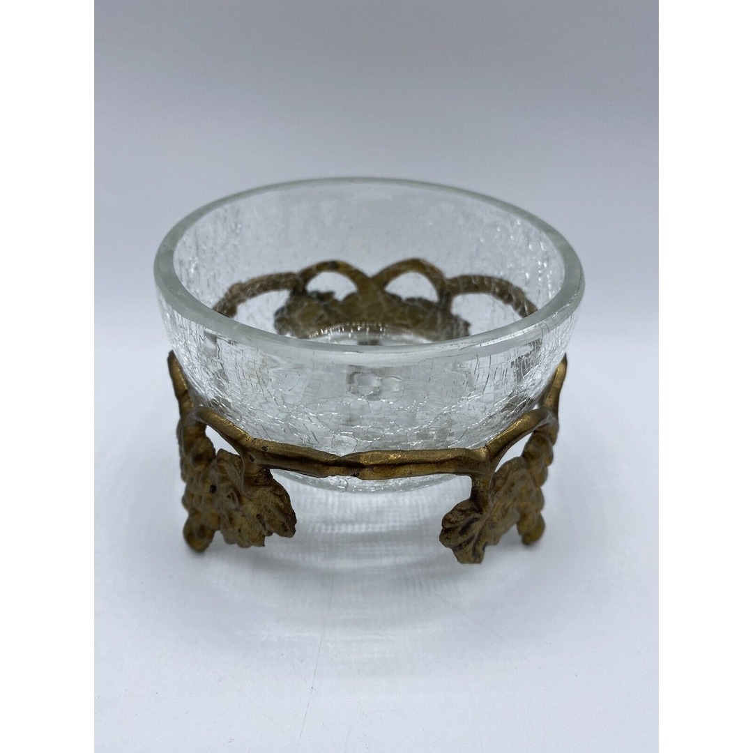 Brass Crystal Ball Holder Egg Stand Sphere Base Grape Cluster W