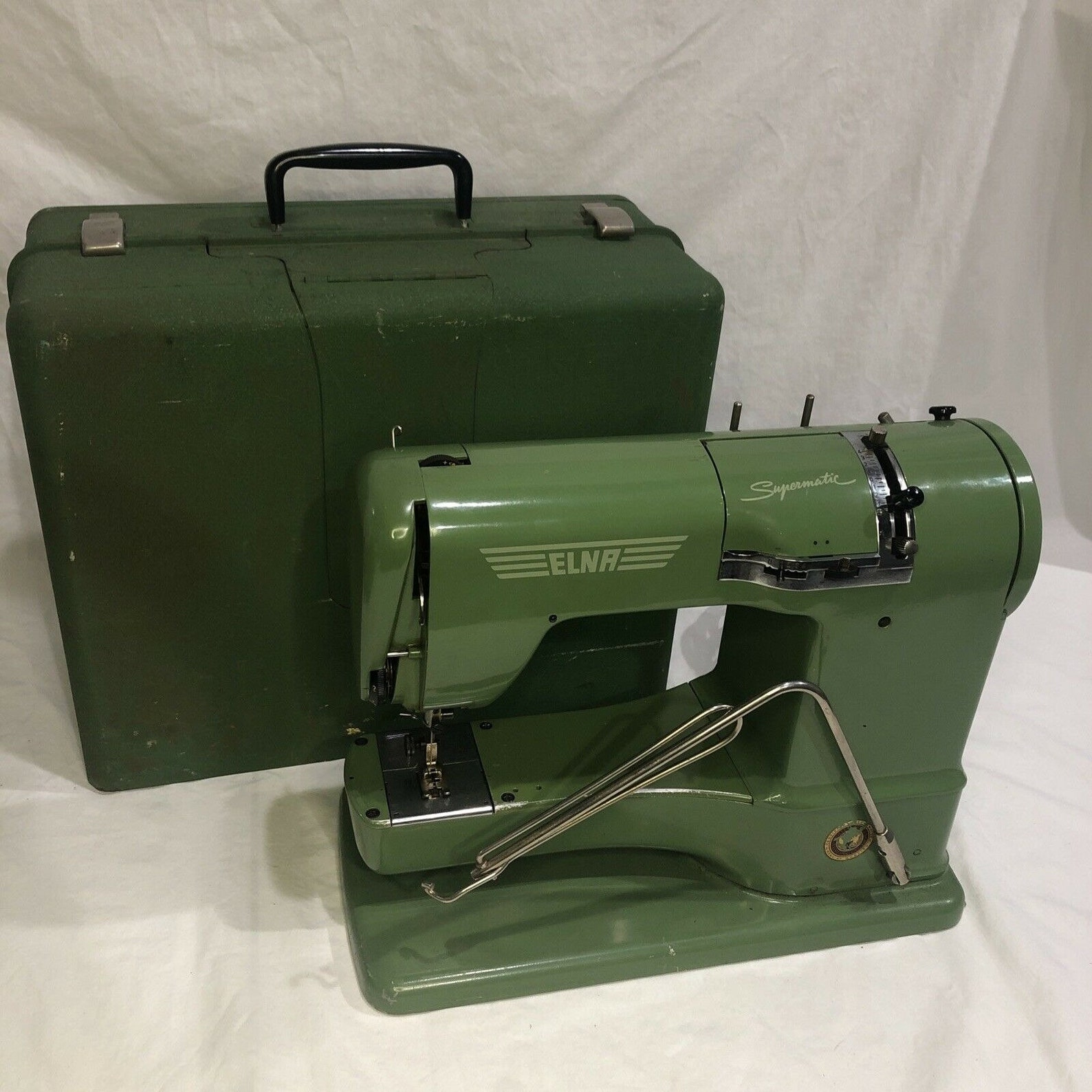 Vintage ELNA Supermatic Sewing Machine 1950s Green W Case As | Etsy