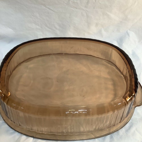 Corning Ware Visions Amber Roaster 4L Oval Ribbed Casserole Dutch shops Oven with Lid