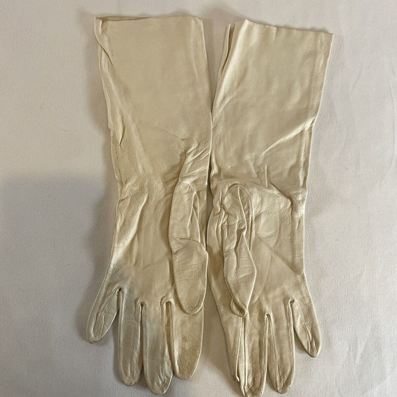 Vintage 13” Leather 7 Stetson Gloves White - image 3
