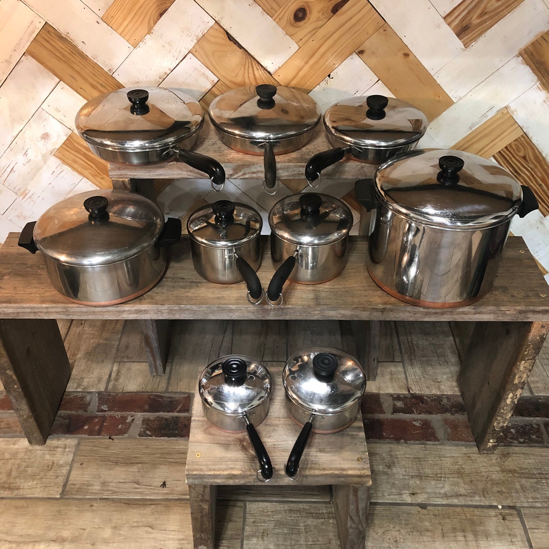 3 Vintage Revere Copper Bottom Cookware Sauce Pans - Antique Mystique