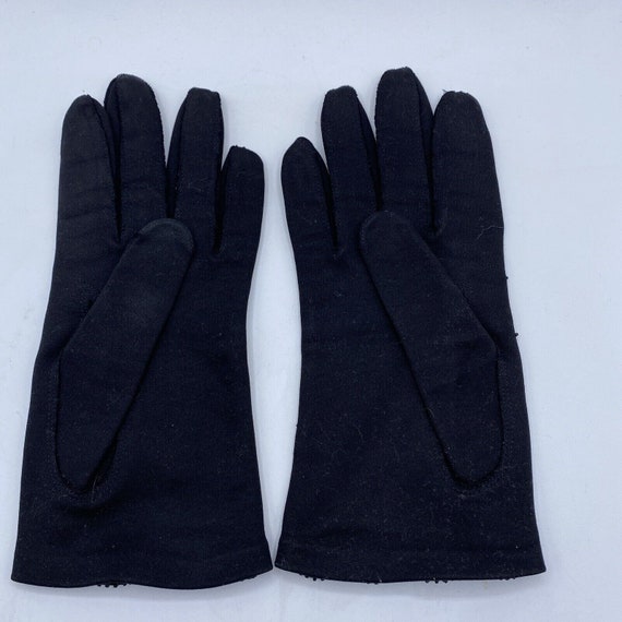 Vintage Black CRESCENDOE Cotton Gloves Seed Bead … - image 7
