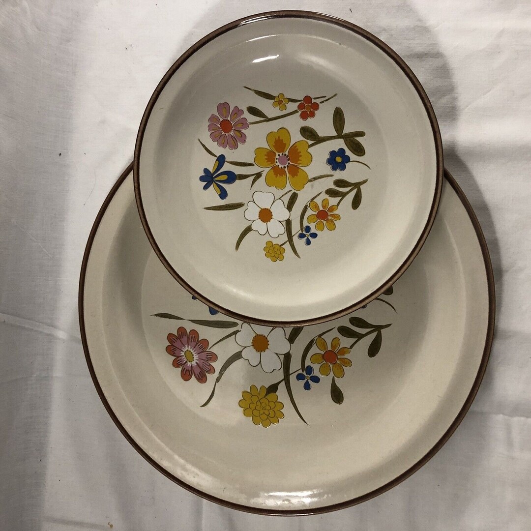 Vintage Kanney Japan Spring Flower Stoneware Dinner & Salad Etsy
