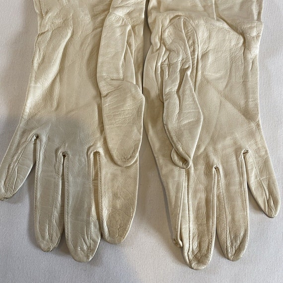 Vintage 13” Leather 7 Stetson Gloves White - image 4