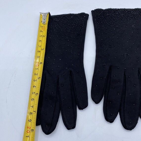 Vintage Black CRESCENDOE Cotton Gloves Seed Bead … - image 5