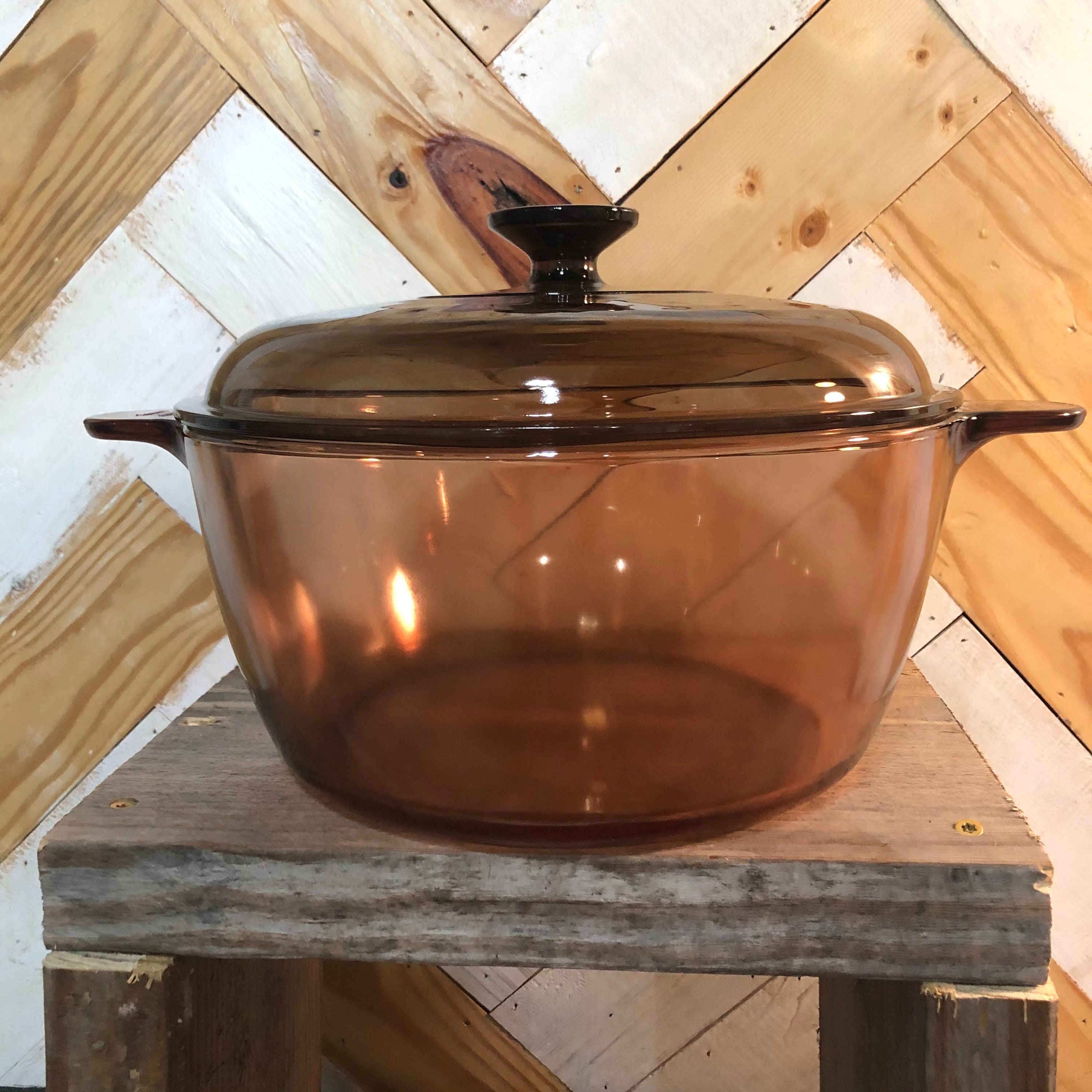 Vintage Visions France Glass Cooking Pot W/ Lid 2.5L Handle Saucepan Smoked  Brown Retro Corning Pyrex Glass Stovetop Cookery Heat Proof 