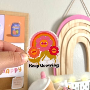 Sigue creciendo / Pegatina Flower Power / Happy Vibes- Retro Rainbow