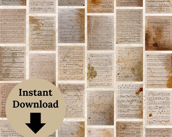 Vintage Music Sheet Pages, Ephemera for Junk Journals (Digital Download)