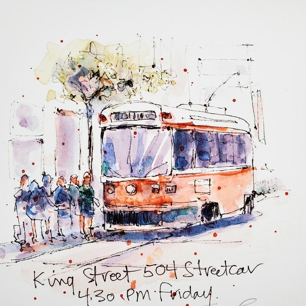 Impression aquarelle - Tramway de Toronto