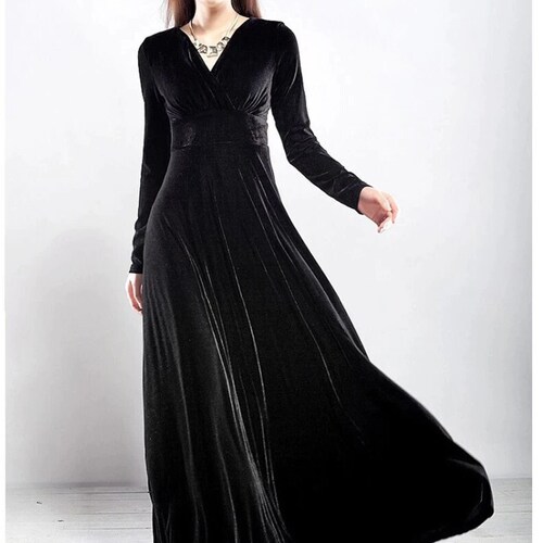 VINTAGE Long-sleeved Dress Black Elegant Dress Aesthetic: - Etsy