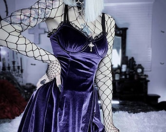 black and purple dress