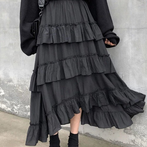 Long Layered Black Skirt Style: Goth Punk Lolita - Etsy