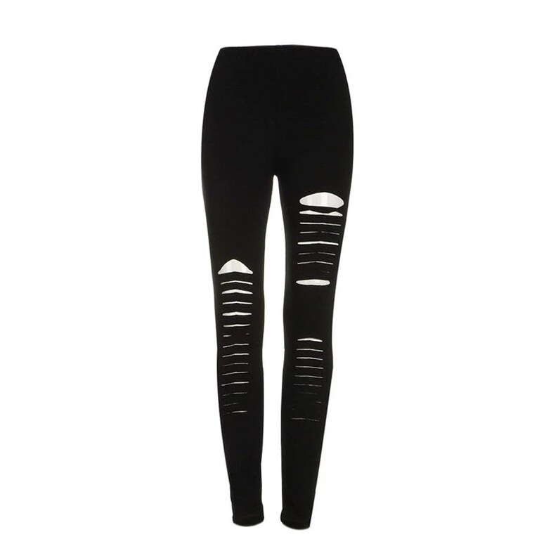 Ripped Leggings in Black Gothic Leggings With Rips Etsy