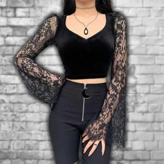 Black Lace Crop Top -  Canada