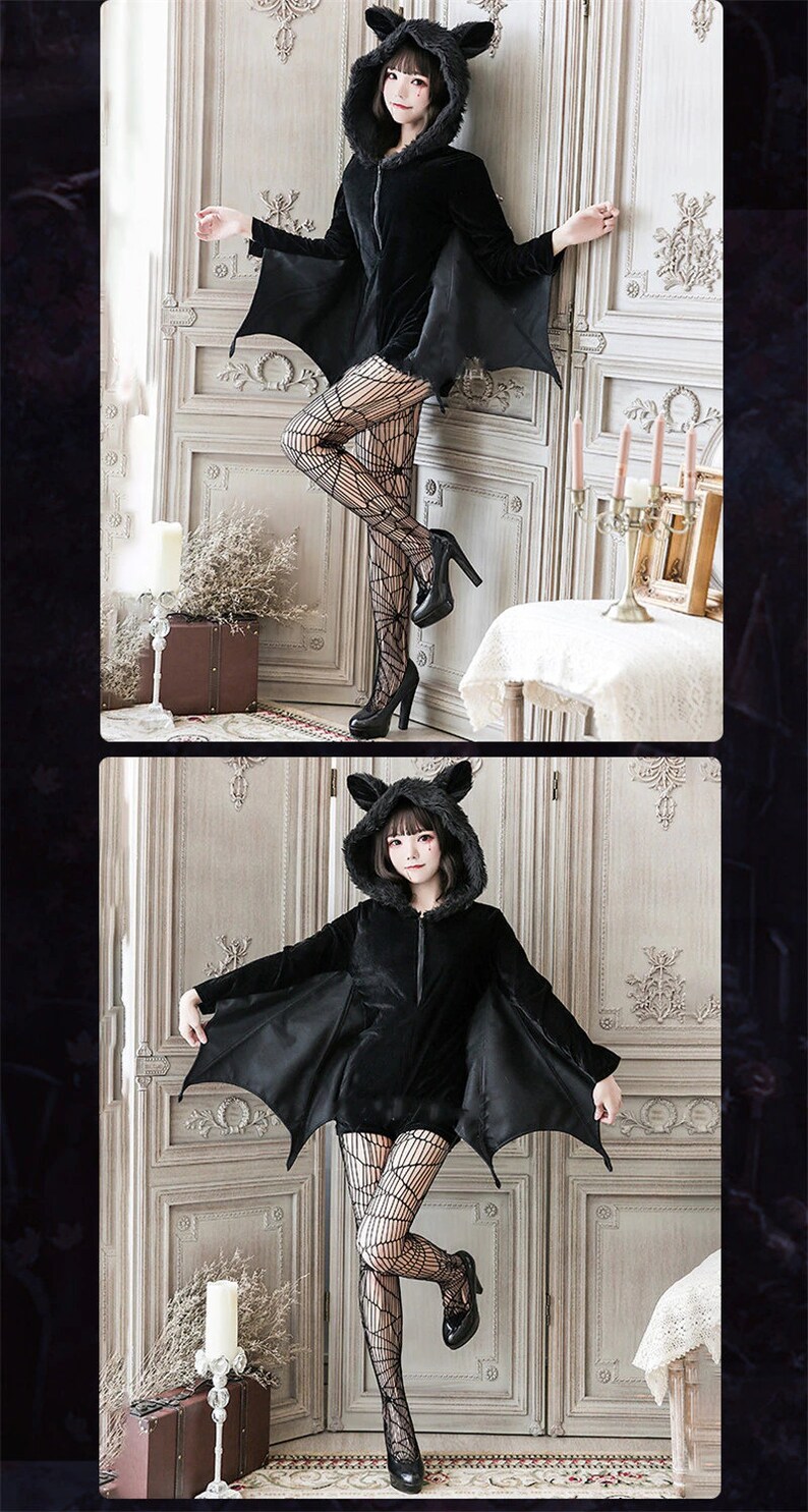 Bat Costume Bat Ears & Bat Wings Cute Halloween Bat Etsy