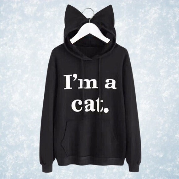 CAT EAR Hoodie for Women Cute Light Sweatshirt With Cat Ears in