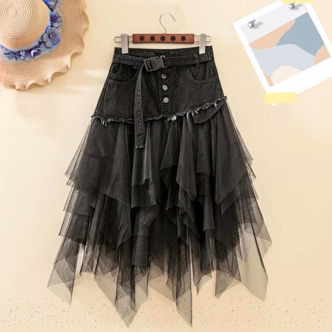 Denim Tulle Skirt Set