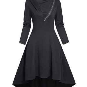 Hooded Dress Coat Medieval Aesthetic Black Dress With Hood - Etsy