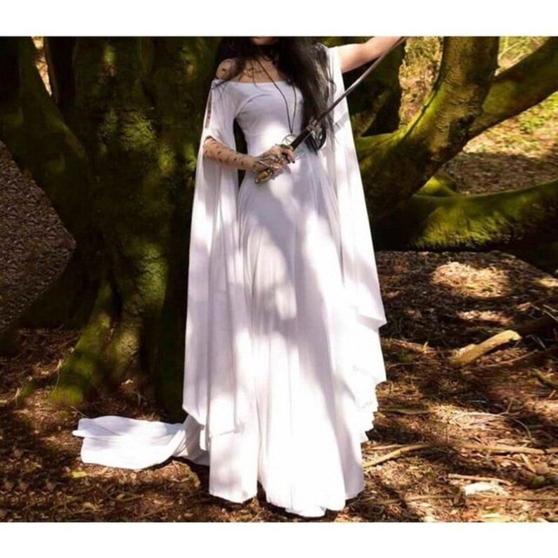 White Fantasy Dress Medieval Style Fairy Costume Light & Etsy
