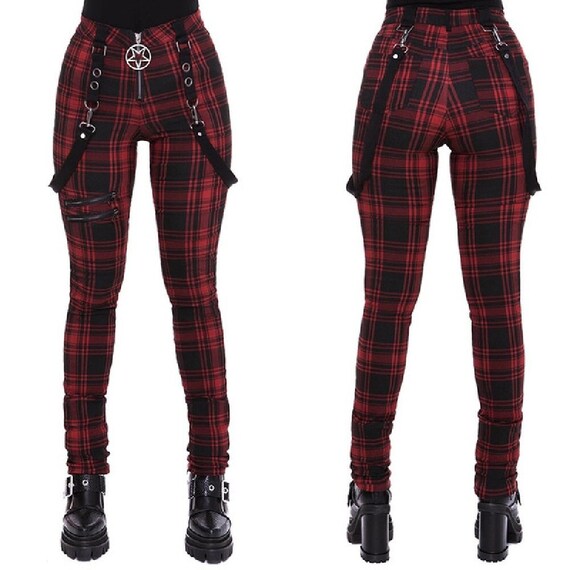 Black Plaid Pants Style: Goth Gothic Emo Punk - Etsy Sweden