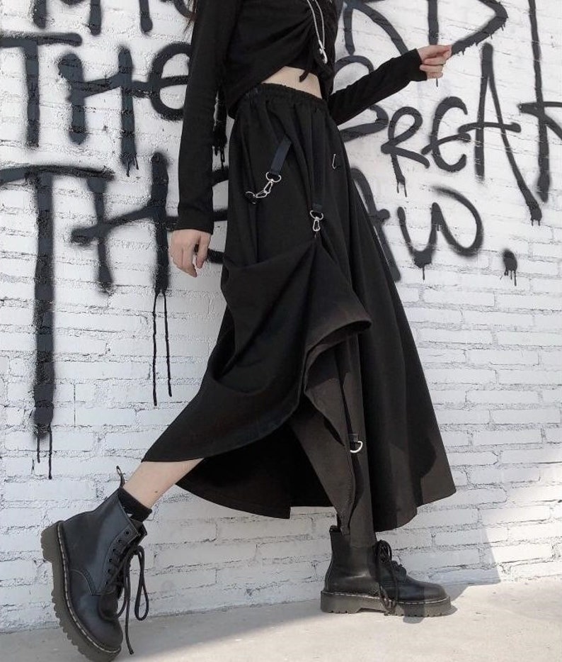 BLACK SKIRT Steampunk Skirt Streetwear Aesthetic - Etsy