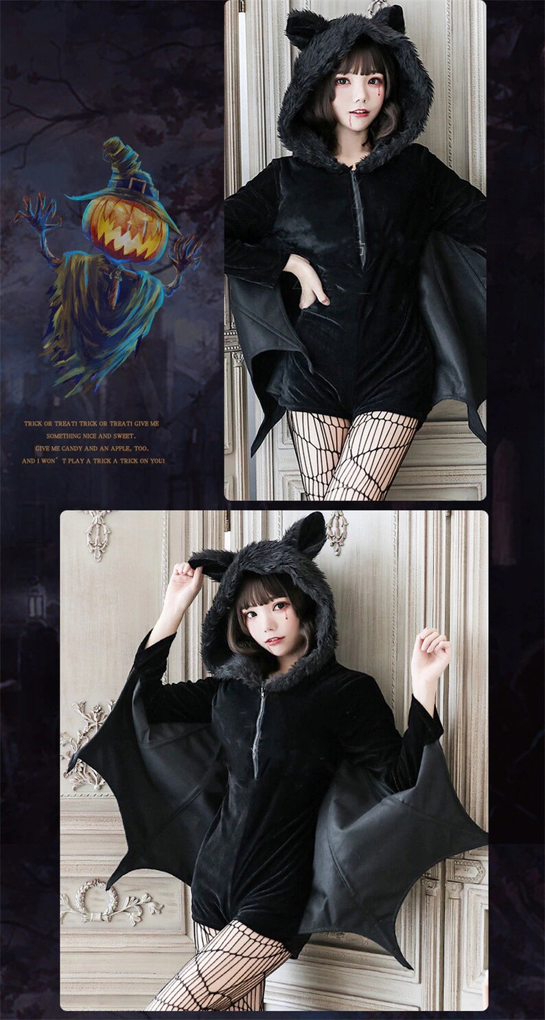 Bat Costume Bat Ears & Bat Wings Cute Halloween Bat Etsy