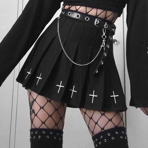 Black Skirt With Crosses shorts Underneath Style: Goth - Etsy Israel