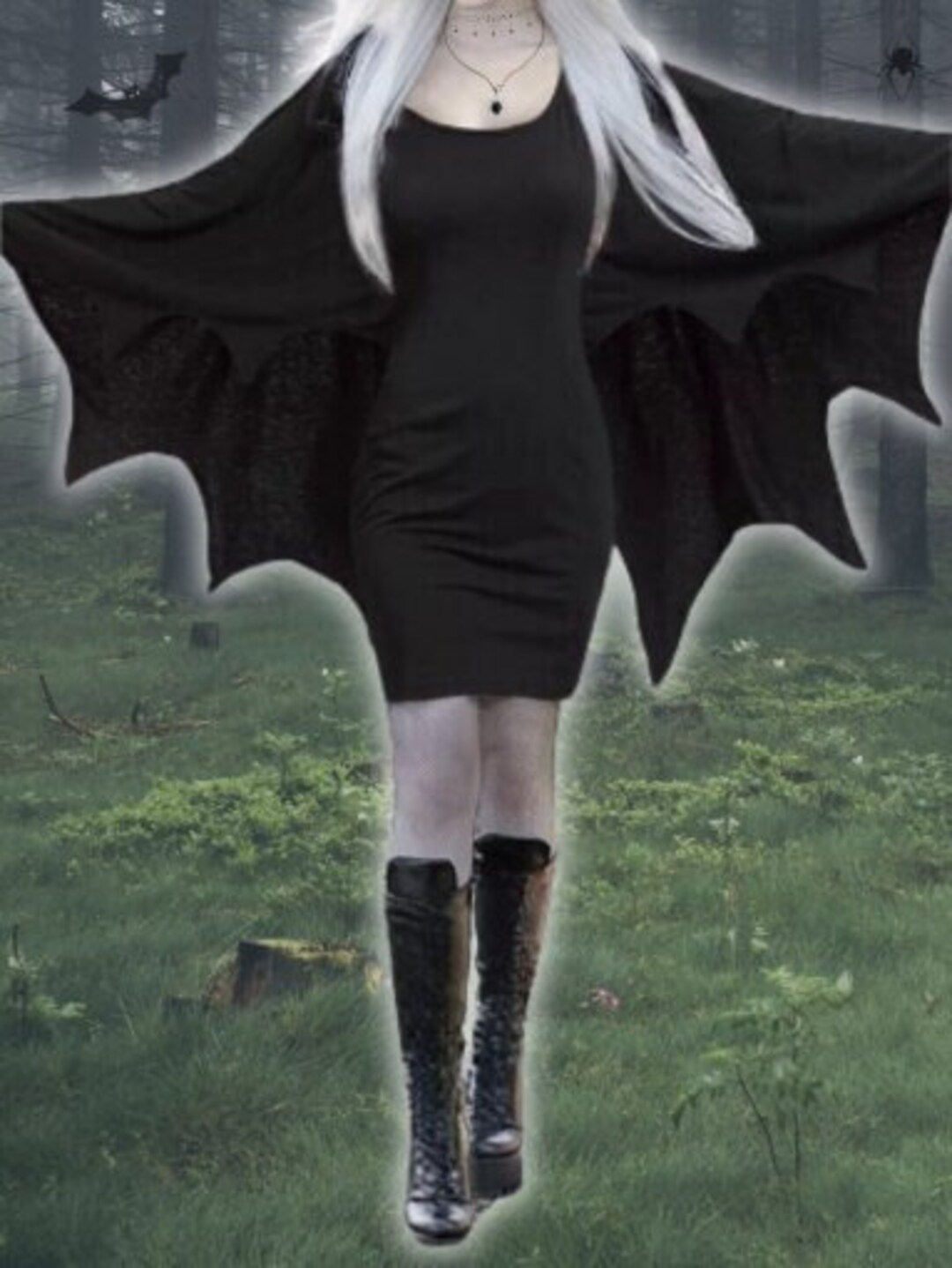 BAT WING DRESS Elegant Black Dress: Batwing Sleeves - Etsy