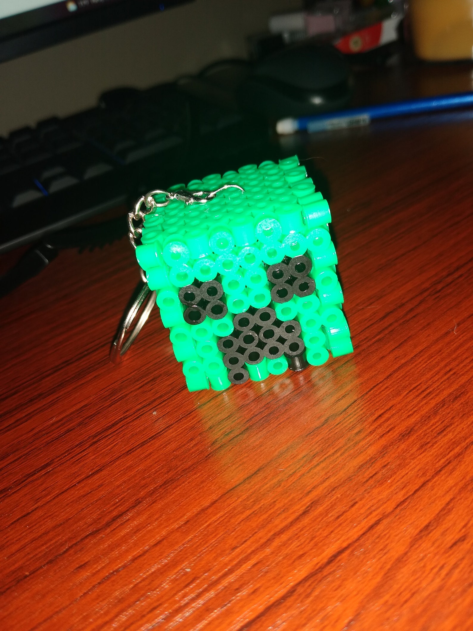 Minecraft creeper perler bead art keychain Etsy