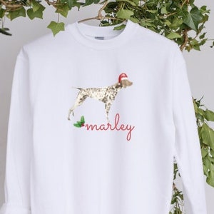 German Shorthaired Pointer Christmas sweatshirt, Holiday shirt, dog Christmas gift, GSP Christmas, ugly Christmas sweater, Santa hat dog