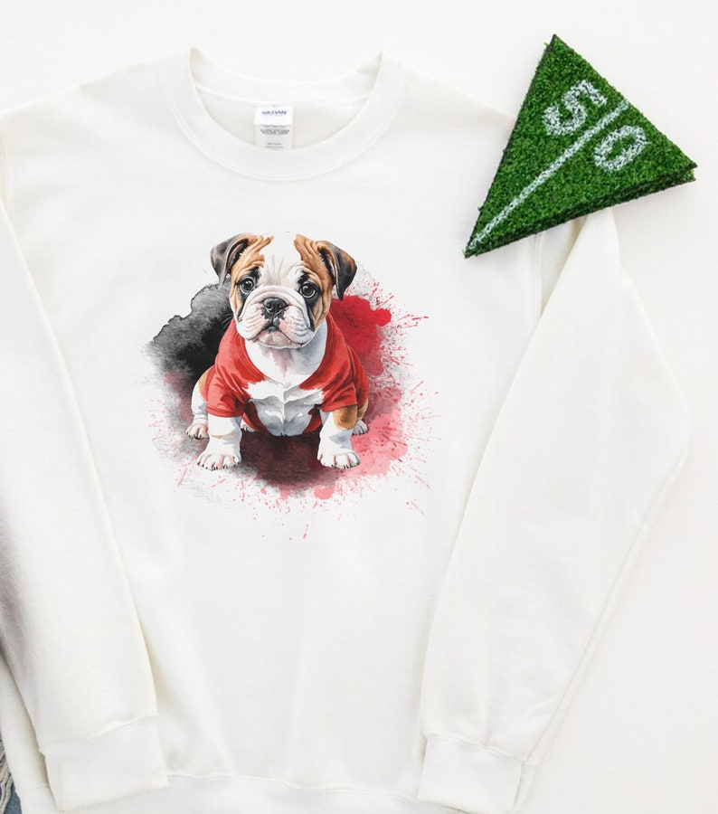 Sweat-shirt noir et rouge pour chiot bouledogue saison de football image 1