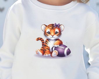 Sweat-shirt ras du cou pour enfant Football tigre violet