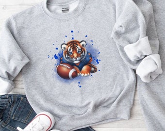 Sweat-shirt de football bleu et orange pour bébé tigre