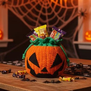Crochet Jack-O-Lantern Treat Bag Pattern (PDF Pattern)