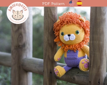 PDF Amigurumi pattern of Foc the Lion Cuddle Size, step by step photo tutorial to make a lion amigurumi doll