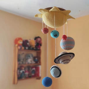 Solar System mobile amigurumi crochet pattern, solar system planets, tapestry, space crochet pattern, decoration child&#39;s room pattern